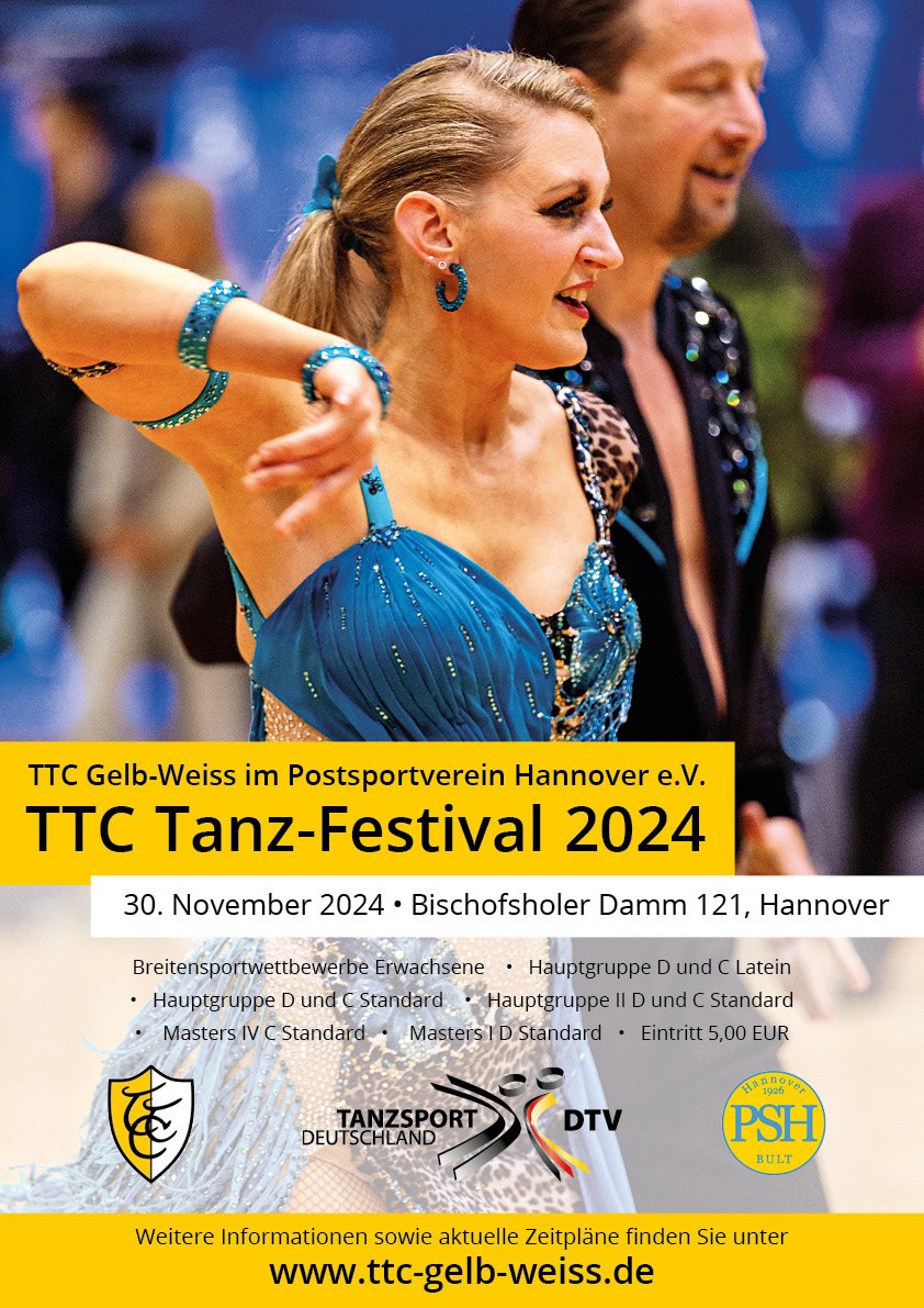 TANZTURNIER: kleines TTC TANZ-FESTIVAL 2024 AM 30.11.2024 - Startzeiten aktualisiert - Bild 1
