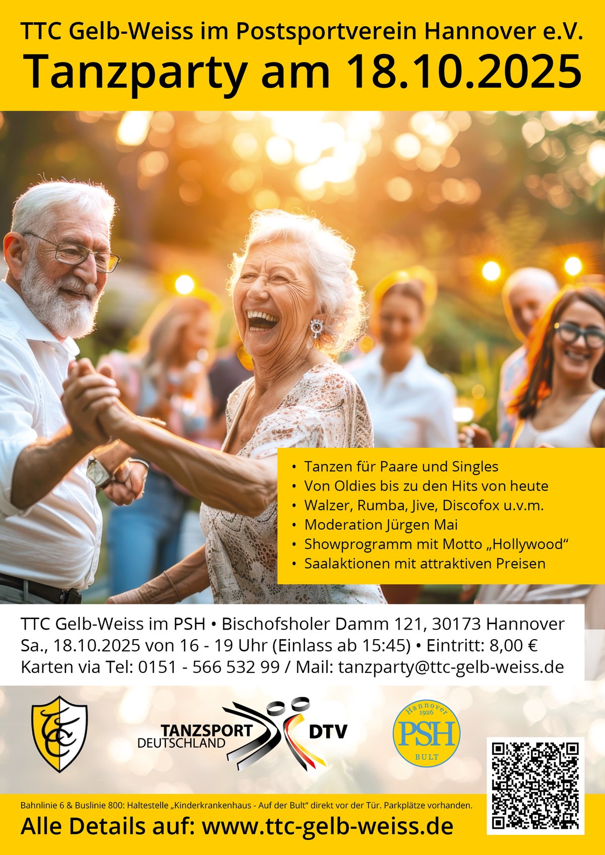 Tanzparty: Für Singles und Paare mit Jürgen Mai - am 18.10.2025