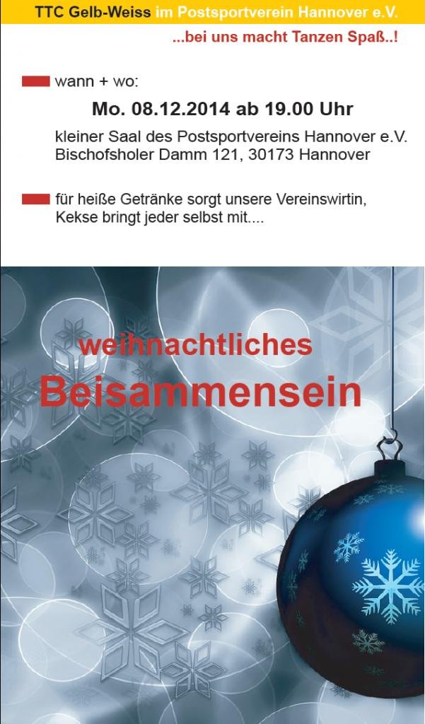 weihnachtsliches Beisammensein am 08.12.2014, für Mitglieder