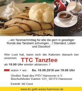 TTC Tanztee am 10.05.2015 ab 15:00 Uhr